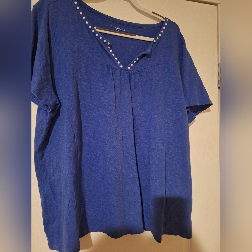 Talbots Royal Blue Short Sleeve Top‎ 3X - Picture 2 of 2